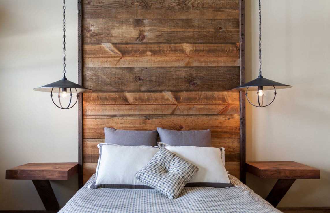 bright interior of the living room with old boards