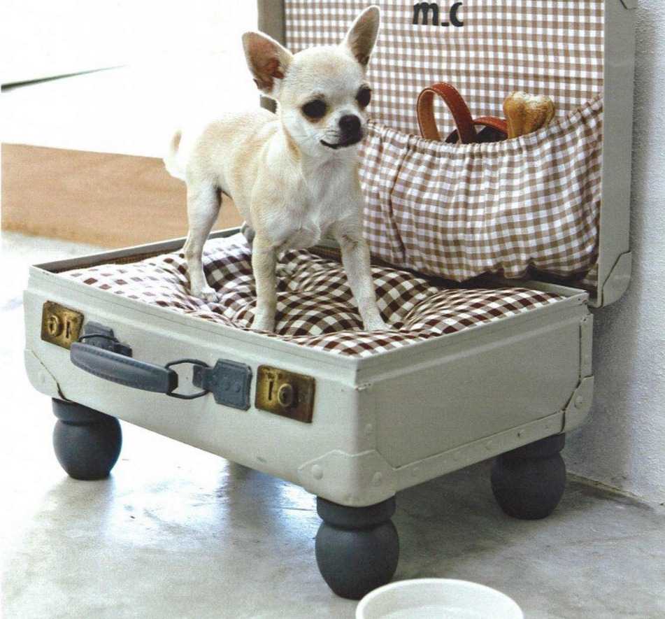 unusual decor of the apartment with old suitcases