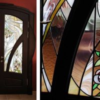 sandblasted stained-glass window in the interior of the apartment photo