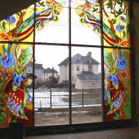 classic stained-glass window in the interior of the apartment picture