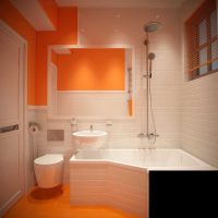 a combination of light orange in the interior of the room with other colors photo