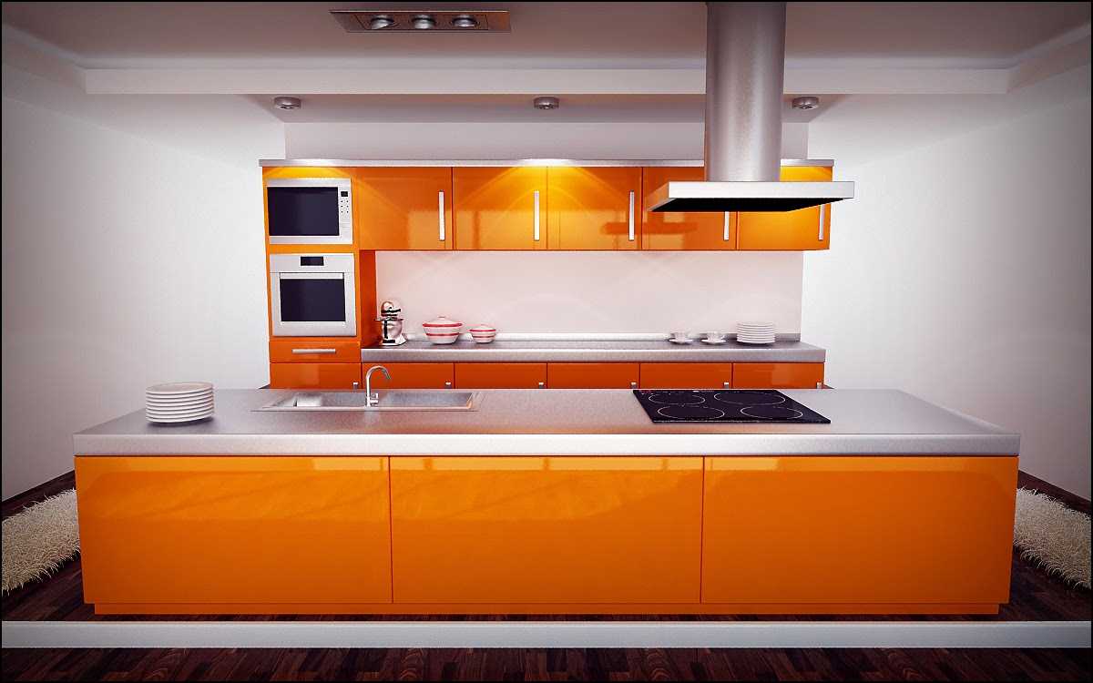 a combination of bright orange in the decor of the living room with other colors