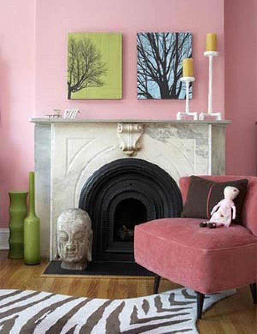 a combination of bright pink in the style of the kitchen with other colors