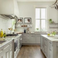 a combination of light gray in the design of the bedroom photo