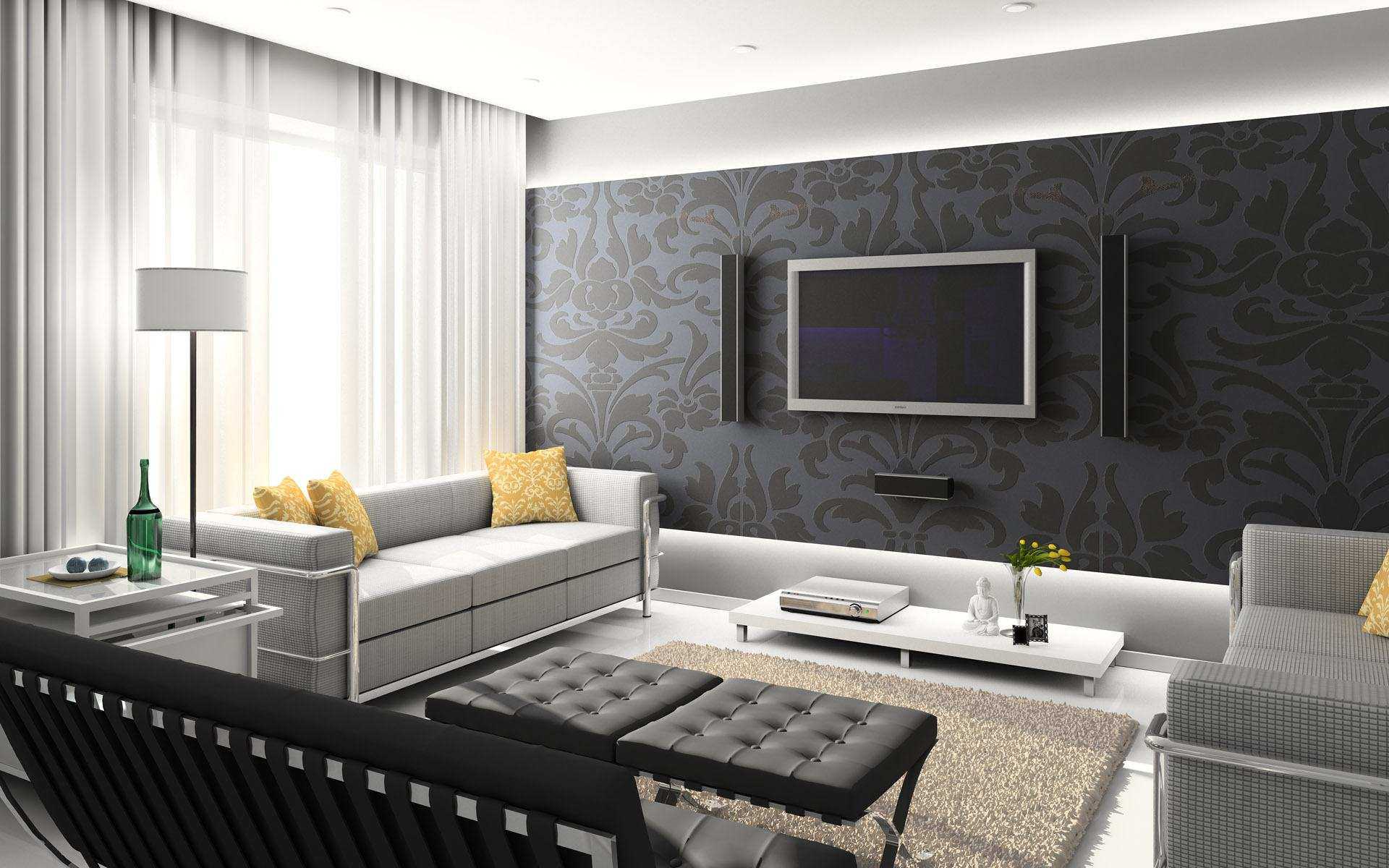 a combination of light gray in the interior of the room with other colors