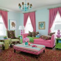 a combination of light pink in the decor of the living room with other colors picture