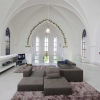 unusual interior of the bedroom in the Gothic style photo