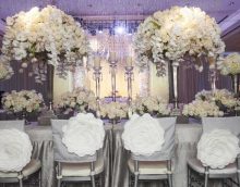 bright decoration of the wedding hall with flowers picture