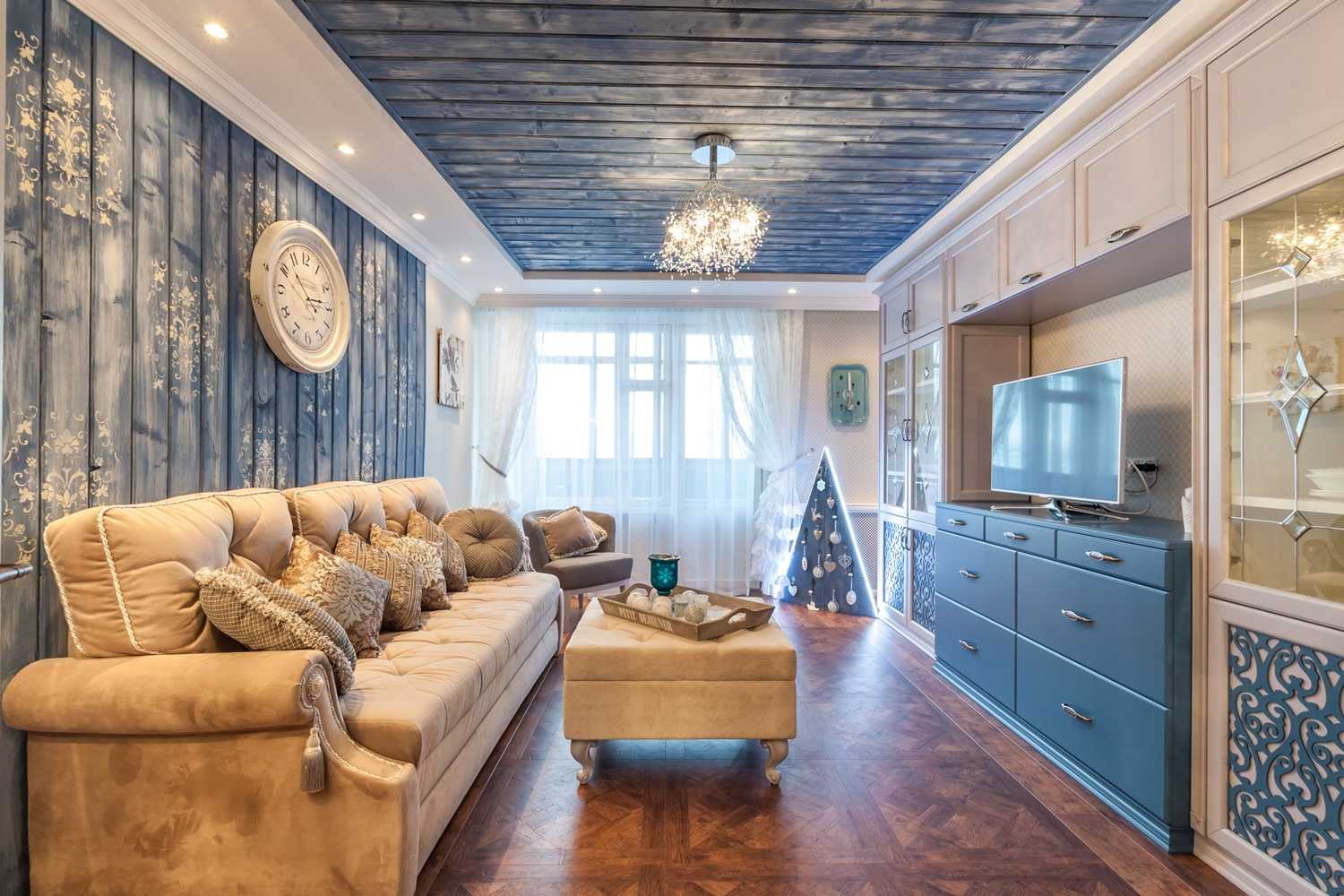 bright interior of the apartment with wall panels