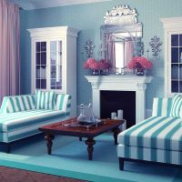 original decor of the living room in blue photo