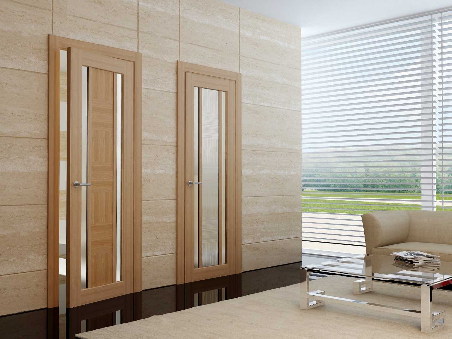 wooden doors in the bedroom interior