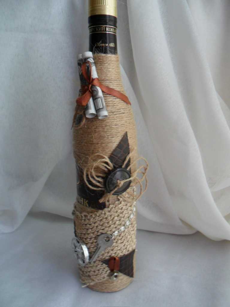 version of unusual twine bottle decoration