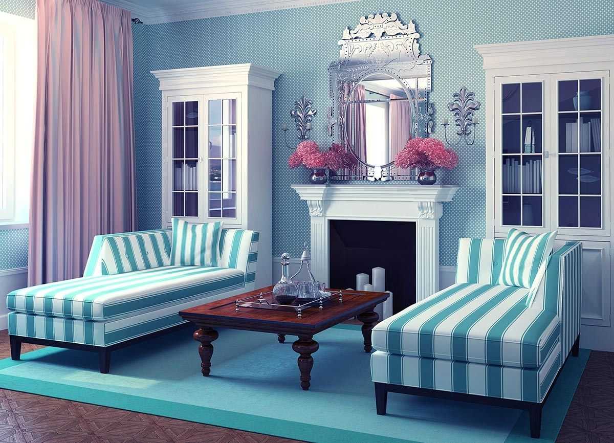 beautiful room style in blue color