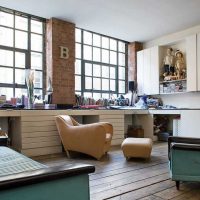 unusual design of the living room in vintage style photo