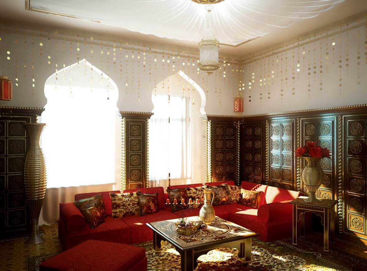 beautiful interior of the living room in oriental style