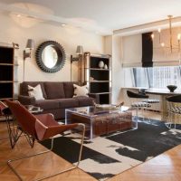 unusual bedroom interior with old suitcases photo