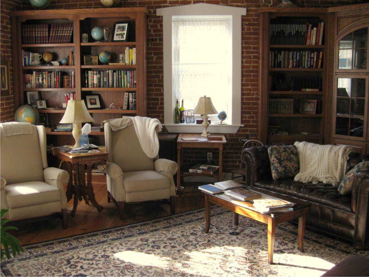 unusual facade of the living room in vintage style