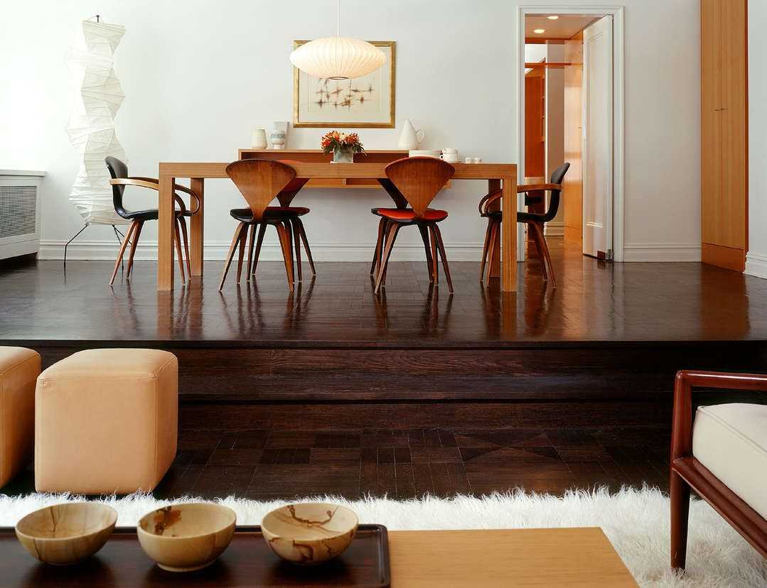 classic dark floor in the interior of the apartment