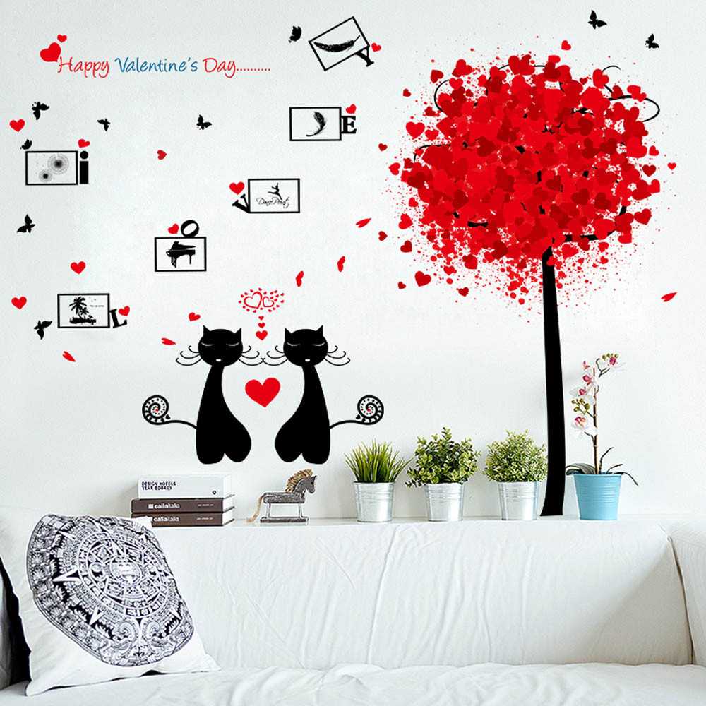 Bright room decoration with improvised materials for Valentine's Day