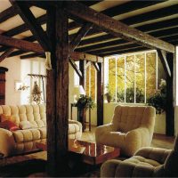 variant of a beautiful bedroom design with decorative beams photo