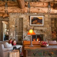 idea of ​​a beautiful rustic living room interior photo