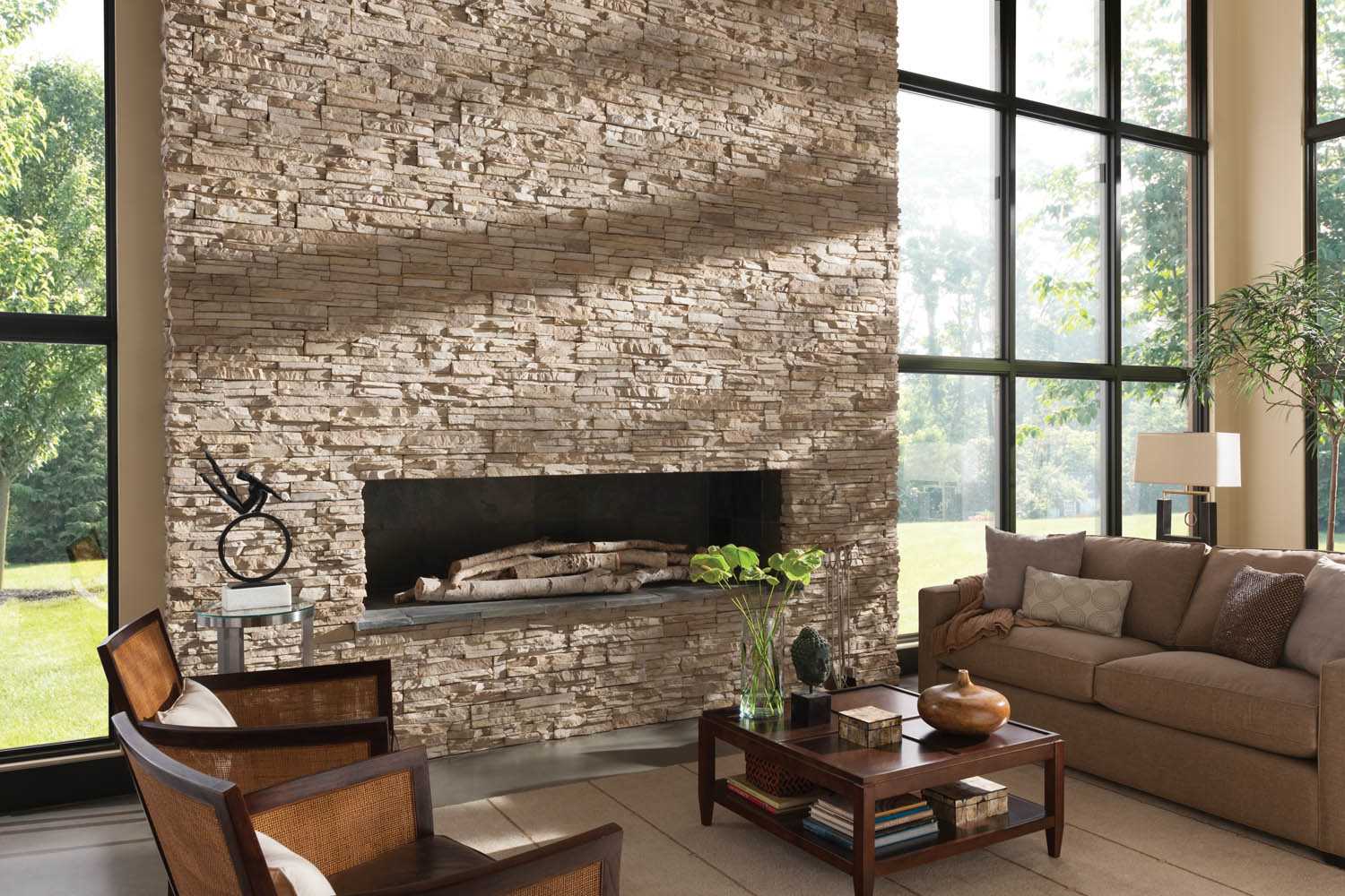 the idea of ​​the original decorative stone in the interior of the room