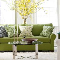 the idea of ​​the original decor of the living room with a sofa photo