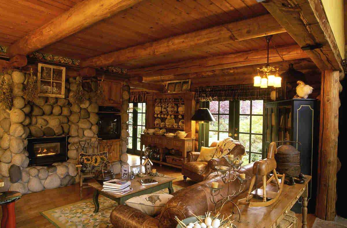 idea of ​​a modern rustic room decor