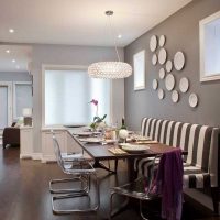 the idea of ​​a bright interior apartment with decorative plates on the wall picture