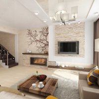 the idea of ​​using bright decorative brick in the design of the living room photo