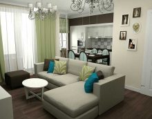 The idea of ​​the original interior of the kitchen 3-room apartment photo