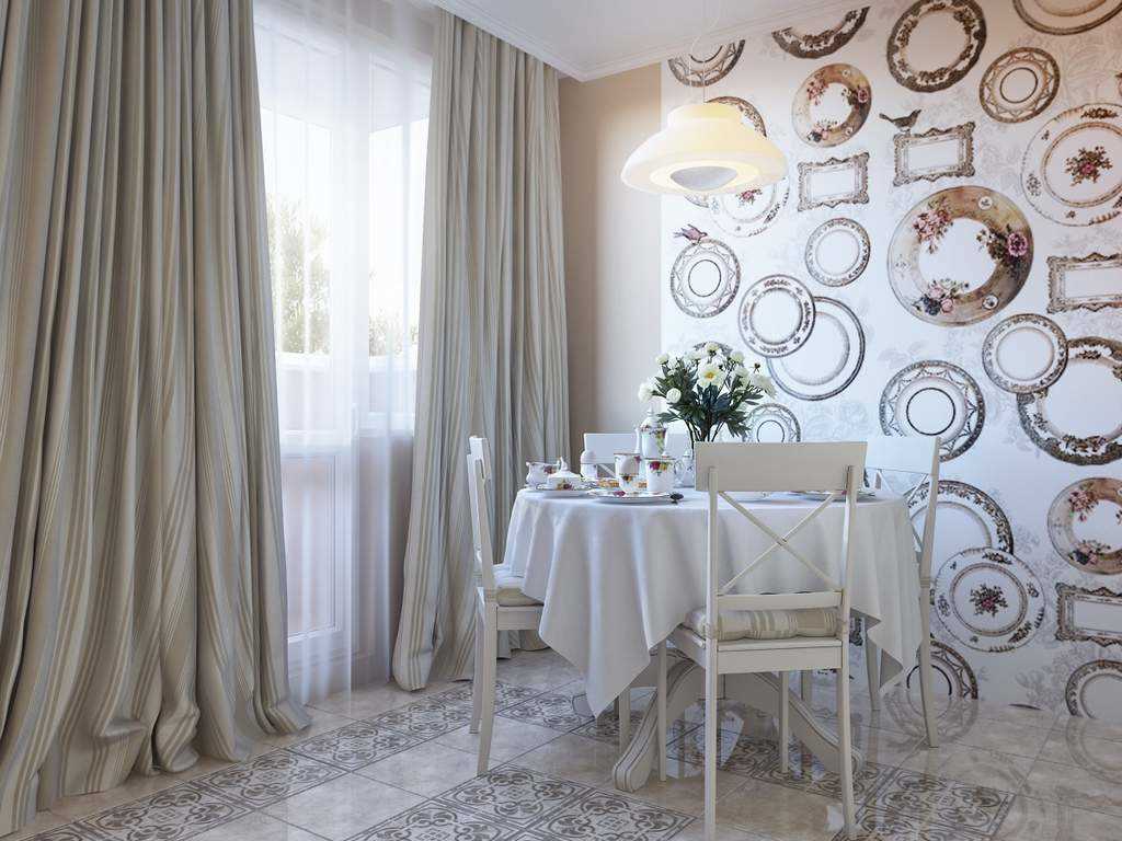 the idea of ​​a beautiful living room interior with decorative plates on the wall