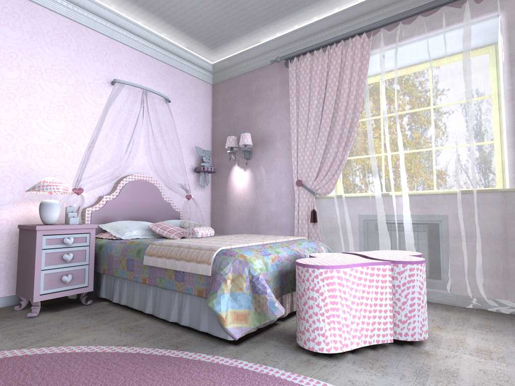 version d'un beau décor de chambre pour une fille