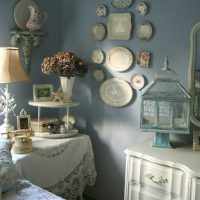 version of the unusual style of the living room with decorative plates on the wall photo