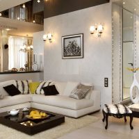 the idea of ​​the original decorative plaster in the style of an apartment photo