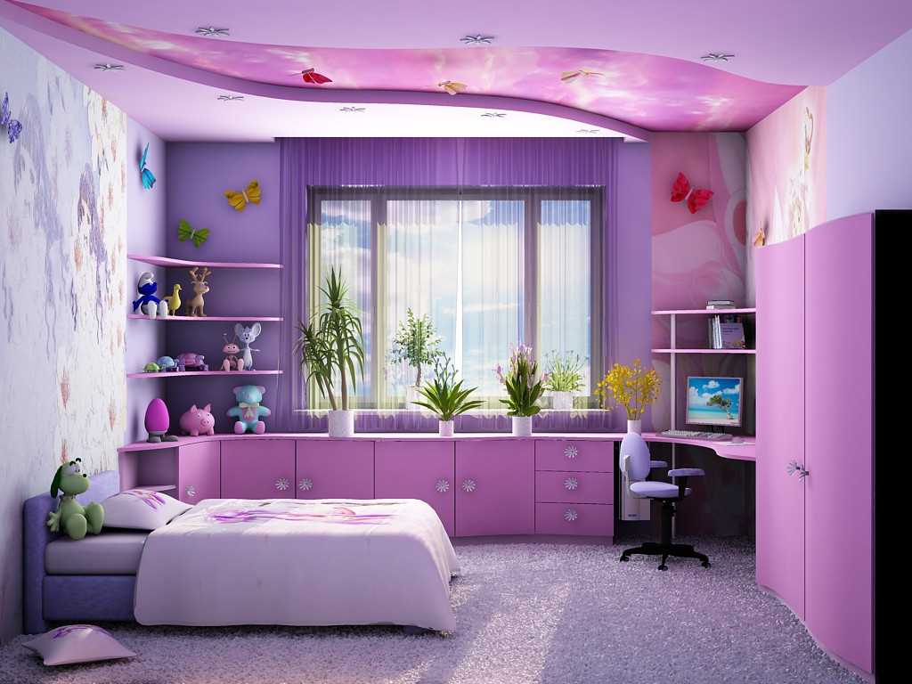 the idea of ​​a colorful bedroom design for a girl