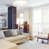 version of the light design of the apartment in bright colors in a modern style photo