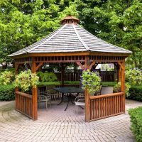 version of the unusual design of the gazebo in the yard picture