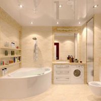 version of a beautiful design of a bathroom with a corner bath picture