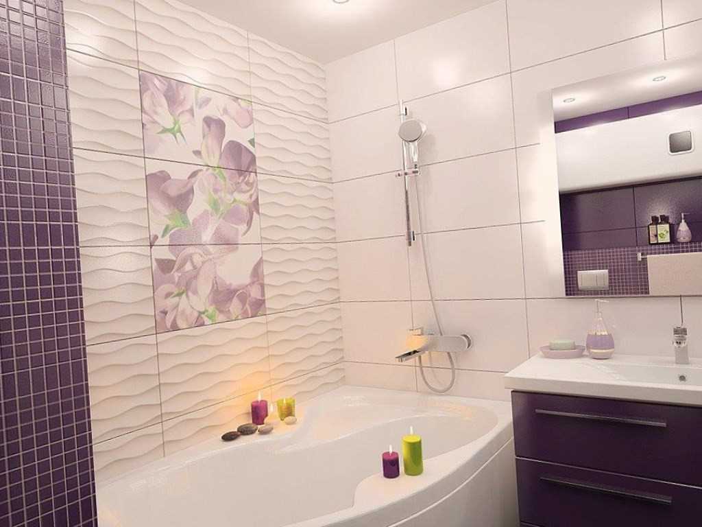 variant of the bright design of the bathroom with a corner bath