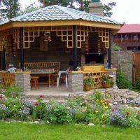 the idea of ​​a beautiful interior gazebo in the yard picture