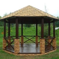 the idea of ​​a modern style gazebo in the yard photo