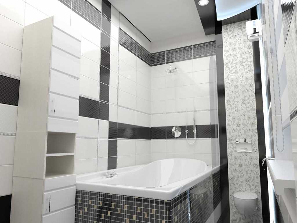 a variant of a beautiful bathroom interior in black and white