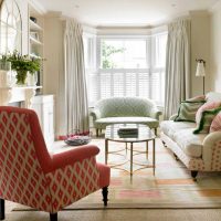 example of a beautiful living room interior with bay window photo