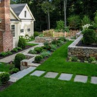 An example of an unusual landscape design of a summer house photo