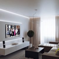 example of an unusual design of a living room 16 sq. m picture