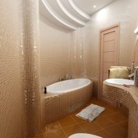 an example of an unusual style of a bathroom in beige color picture