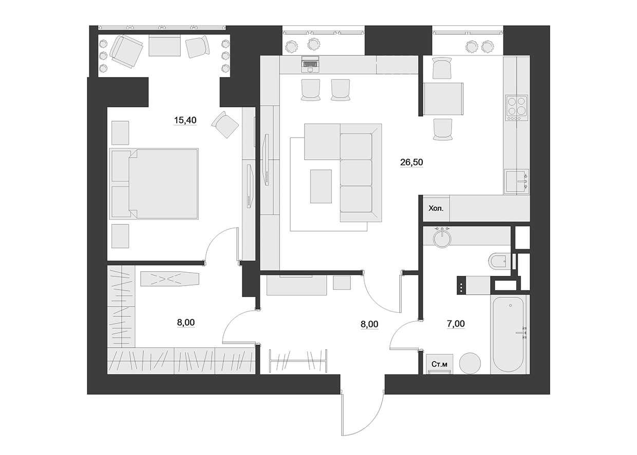 versi hiasan indah pangsapuri moden 65 sq.m