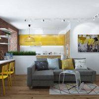 variant of the unusual design of the apartment 65 sq.m photo