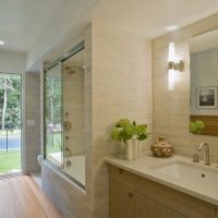 version of a beautiful bathroom design in beige color picture